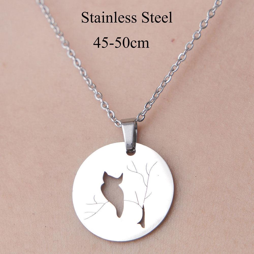 Wholesale Simple Style Letter Dog Cat Stainless Steel Titanium Steel Polishing Plating Pendant Necklace