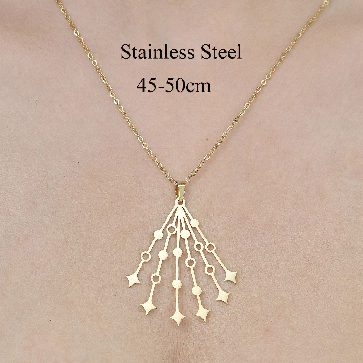 Wholesale Simple Style Star Moon Leaves Stainless Steel Titanium Steel Polishing Plating Pendant Necklace