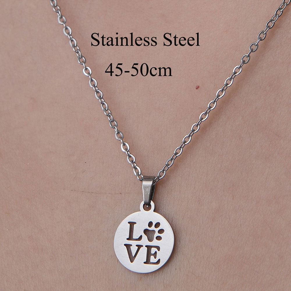 Wholesale Simple Style Letter Dog Cat Stainless Steel Titanium Steel Polishing Plating Pendant Necklace