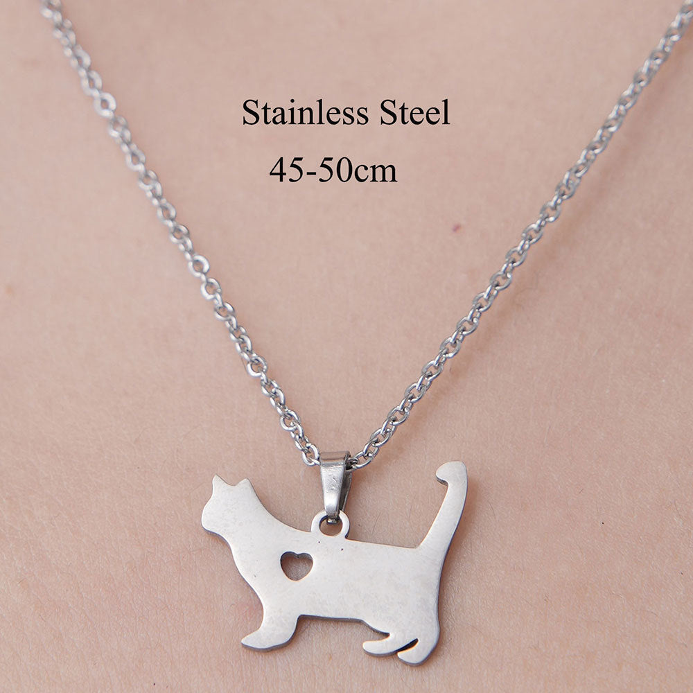 Wholesale Simple Style Letter Dog Cat Stainless Steel Titanium Steel Polishing Plating Pendant Necklace