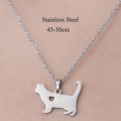 Wholesale Simple Style Letter Dog Cat Stainless Steel Titanium Steel Polishing Plating Pendant Necklace