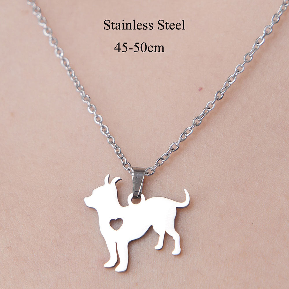 Wholesale Simple Style Letter Dog Cat Stainless Steel Titanium Steel Polishing Plating Pendant Necklace