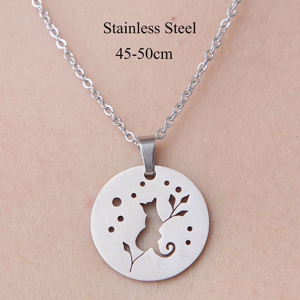 Wholesale Simple Style Letter Dog Cat Stainless Steel Titanium Steel Polishing Plating Pendant Necklace