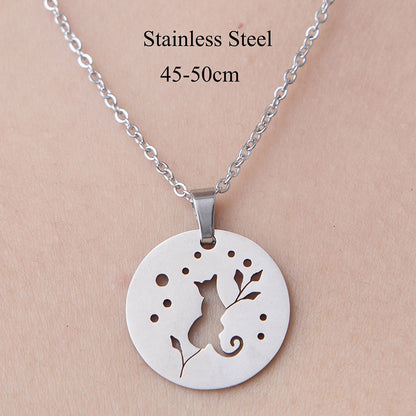 Wholesale Simple Style Letter Dog Cat Stainless Steel Titanium Steel Polishing Plating Pendant Necklace