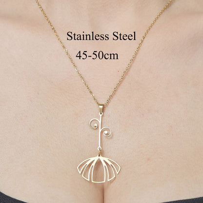 Wholesale Simple Style Star Moon Leaves Stainless Steel Titanium Steel Polishing Plating Pendant Necklace