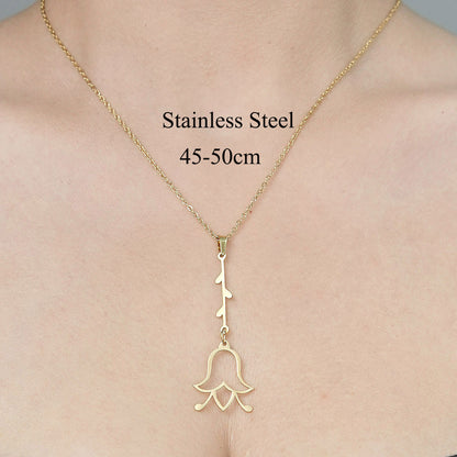 Wholesale Simple Style Star Moon Leaves Stainless Steel Titanium Steel Polishing Plating Pendant Necklace