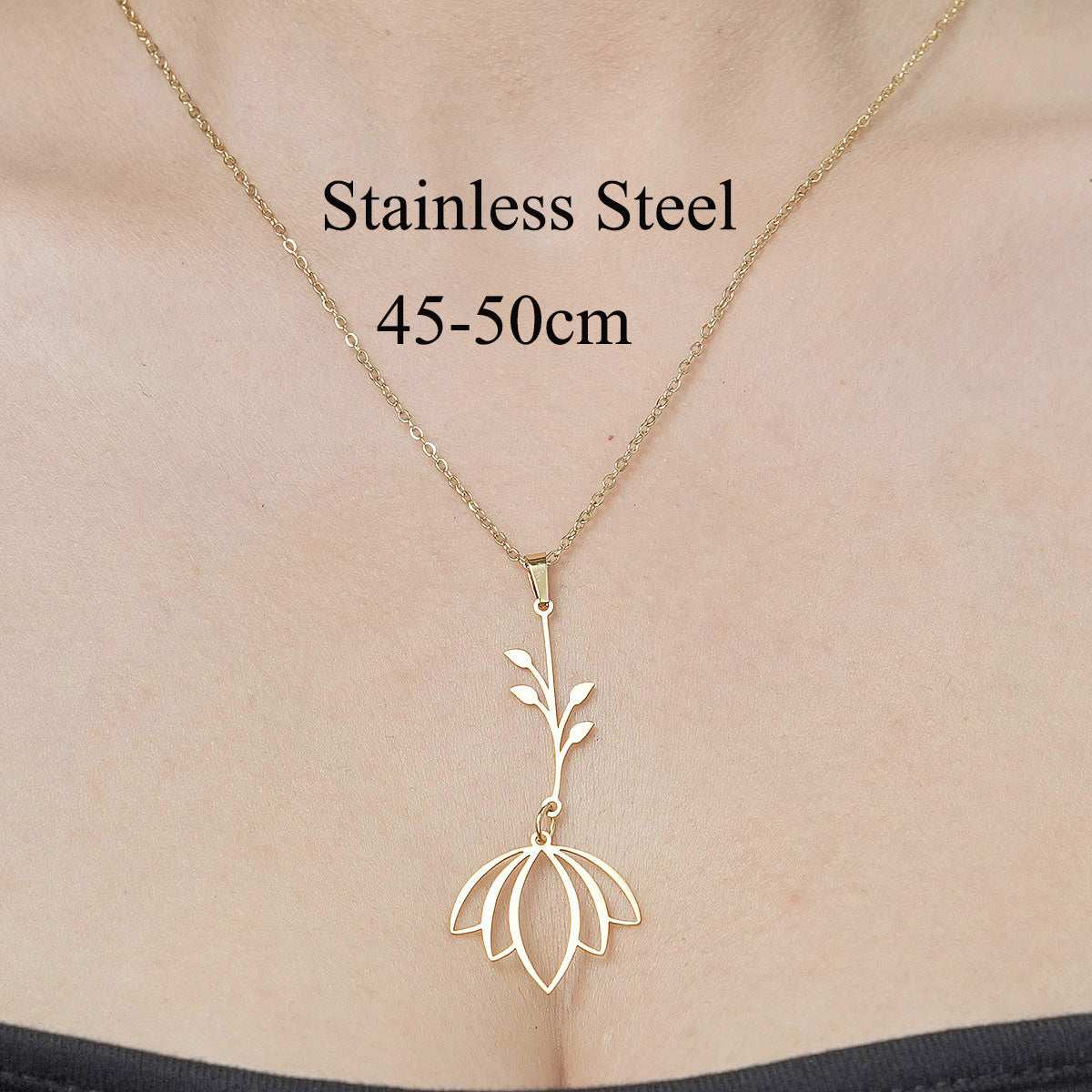 Wholesale Simple Style Star Moon Leaves Stainless Steel Titanium Steel Polishing Plating Pendant Necklace