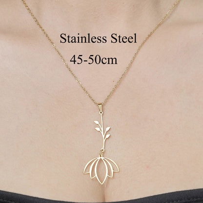 Wholesale Simple Style Star Moon Leaves Stainless Steel Titanium Steel Polishing Plating Pendant Necklace