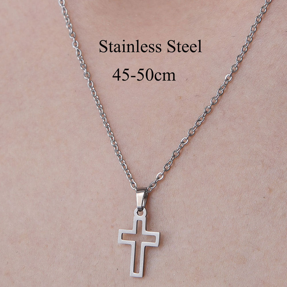 Wholesale Simple Style Cross Stainless Steel Titanium Steel Polishing Plating Pendant Necklace