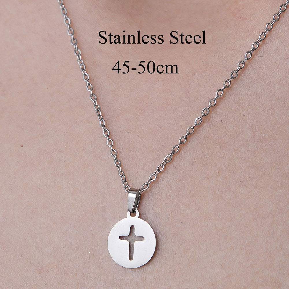 Wholesale Simple Style Cross Stainless Steel Titanium Steel Polishing Plating Pendant Necklace