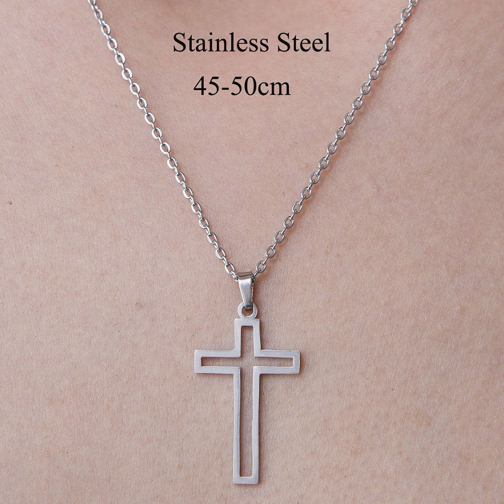 Wholesale Simple Style Cross Stainless Steel Titanium Steel Polishing Plating Pendant Necklace