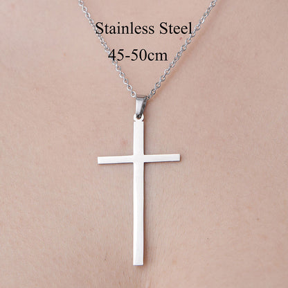 Wholesale Simple Style Cross Stainless Steel Titanium Steel Polishing Plating Pendant Necklace