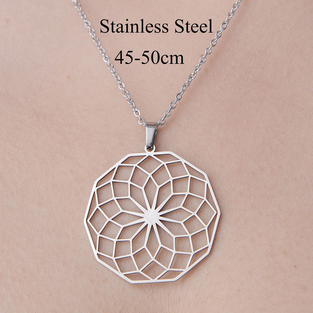 Wholesale Simple Style Devil's Eye Leaves Stainless Steel Titanium Steel Polishing Plating Pendant Necklace