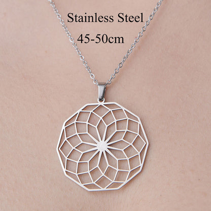 Wholesale Simple Style Devil's Eye Leaves Stainless Steel Titanium Steel Polishing Plating Pendant Necklace