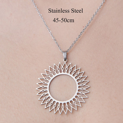 Wholesale Simple Style Devil's Eye Leaves Stainless Steel Titanium Steel Polishing Plating Pendant Necklace