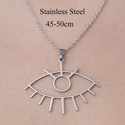 Wholesale Simple Style Devil's Eye Leaves Stainless Steel Titanium Steel Polishing Plating Pendant Necklace