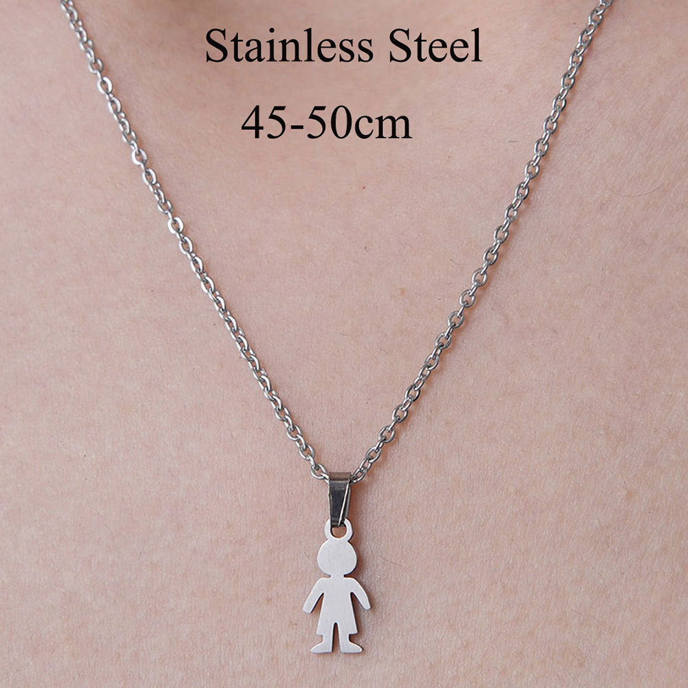 Wholesale Simple Style Human Letter Footprint Stainless Steel Titanium Steel Polishing Plating Pendant Necklace