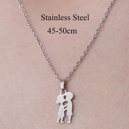 Wholesale Simple Style Human Letter Footprint Stainless Steel Titanium Steel Polishing Plating Pendant Necklace