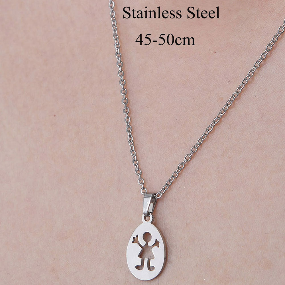 Wholesale Simple Style Human Letter Footprint Stainless Steel Titanium Steel Polishing Plating Pendant Necklace