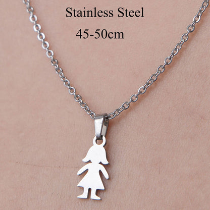 Wholesale Simple Style Human Letter Footprint Stainless Steel Titanium Steel Polishing Plating Pendant Necklace