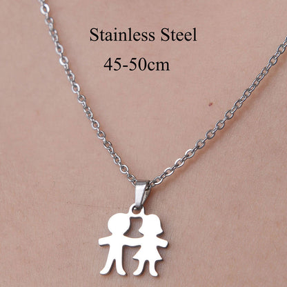 Wholesale Simple Style Human Letter Footprint Stainless Steel Titanium Steel Polishing Plating Pendant Necklace