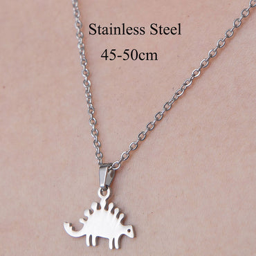 Wholesale Simple Style Little Bear Dinosaur Paw Print Stainless Steel Titanium Steel Polishing Plating Pendant Necklace