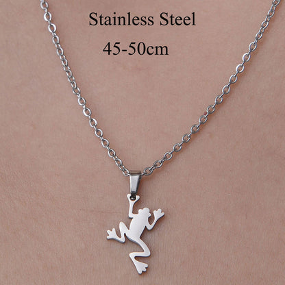 Wholesale Simple Style Little Bear Dinosaur Paw Print Stainless Steel Titanium Steel Polishing Plating Pendant Necklace