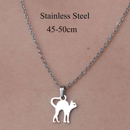 Wholesale Simple Style Little Bear Dinosaur Paw Print Stainless Steel Titanium Steel Polishing Plating Pendant Necklace