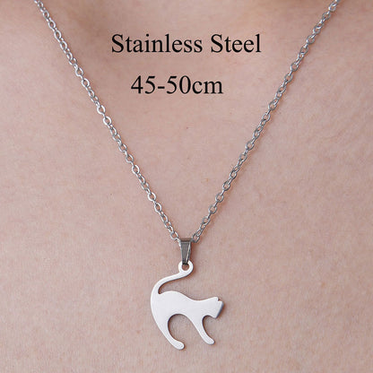 Wholesale Simple Style Dog Owl Wings Stainless Steel Titanium Steel Polishing Plating Pendant Necklace