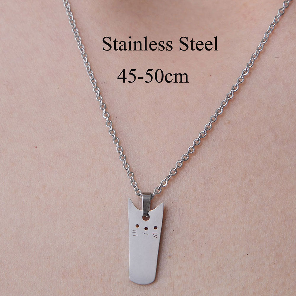 Wholesale Simple Style Dog Owl Wings Stainless Steel Titanium Steel Polishing Plating Pendant Necklace