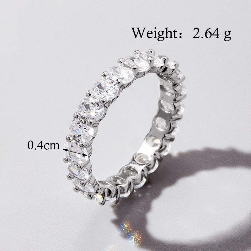 Elegant Solid Color Sterling Silver Plating Inlay Zircon White Gold Plated Rhodium Plated Rings