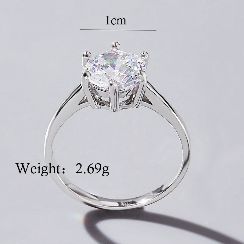 Elegant Solid Color Sterling Silver Plating Inlay Zircon White Gold Plated Rhodium Plated Rings