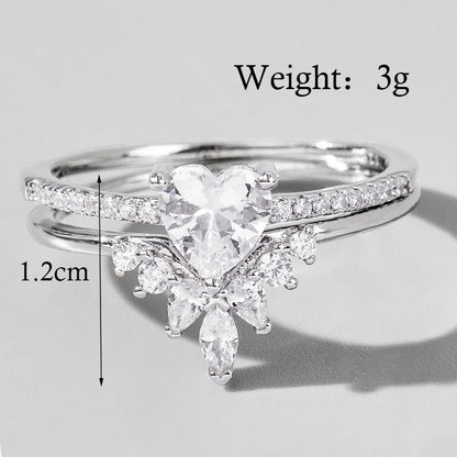 Elegant Solid Color Sterling Silver Plating Inlay Zircon White Gold Plated Rhodium Plated Rings