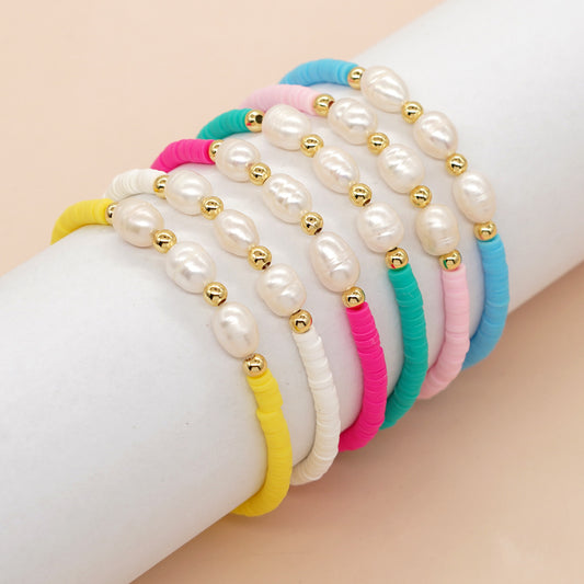 Simple Style Geometric Soft Clay Handmade Pearl Women's Bracelets