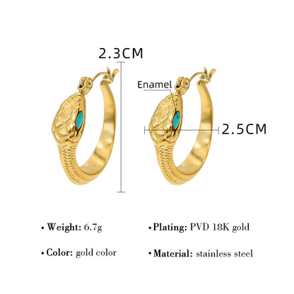 1 Pair Ig Style French Style Snake Enamel Plating Titanium Steel 18k Gold Plated Earrings