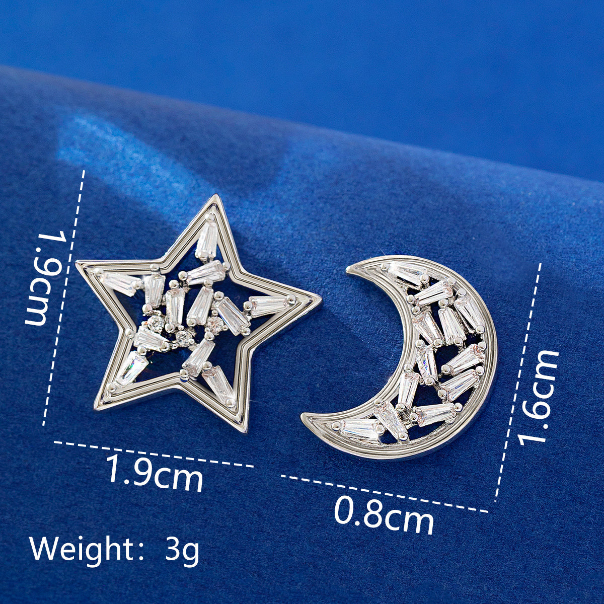 1 Pair Simple Style Leaf Moon Heart Shape Inlay Copper Zircon Drop Earrings Ear Studs