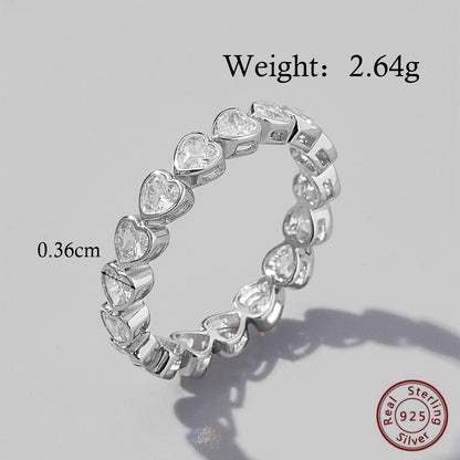 Elegant Solid Color Sterling Silver Plating Inlay Zircon White Gold Plated Rhodium Plated Rings