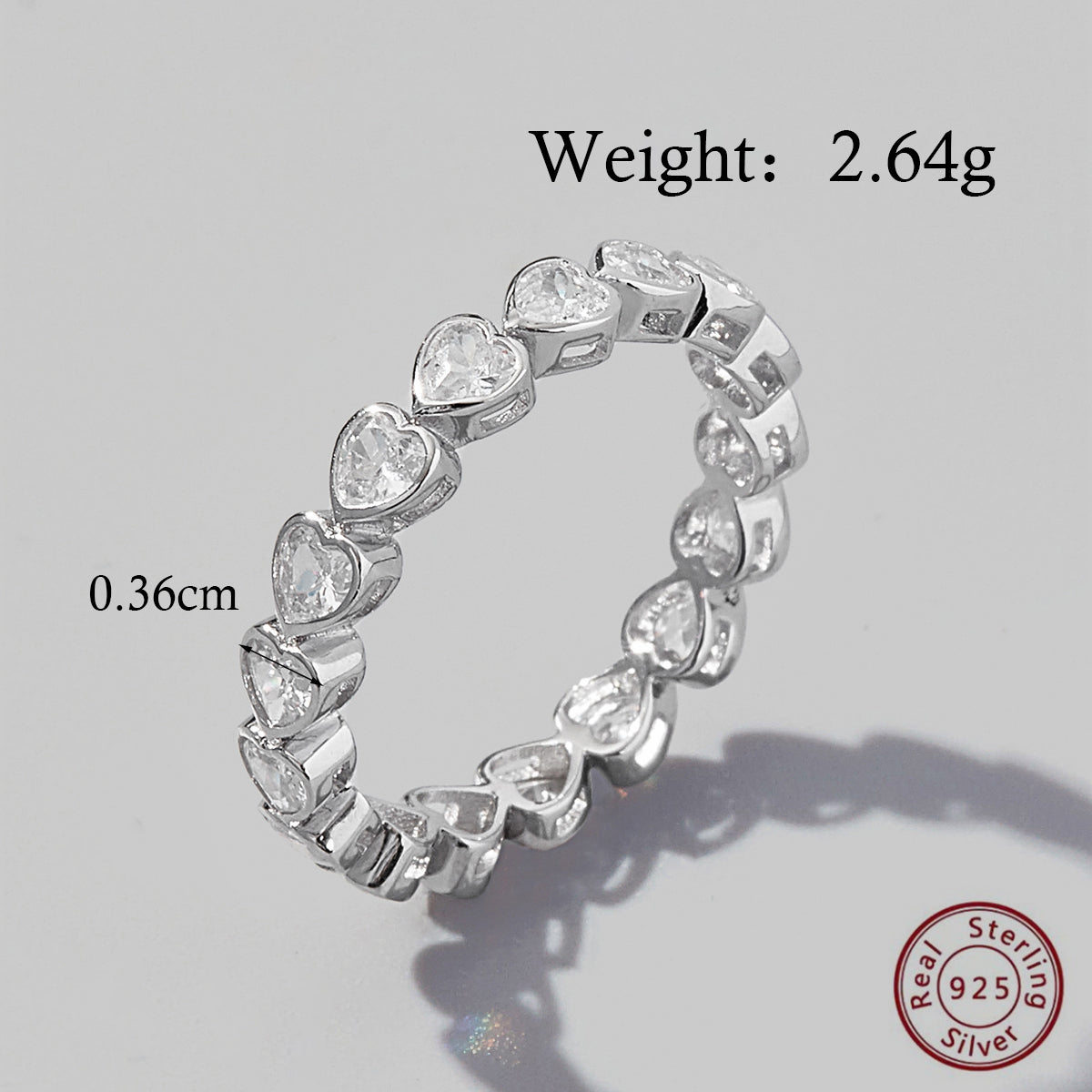 Elegant Solid Color Sterling Silver Plating Inlay Zircon White Gold Plated Rhodium Plated Rings