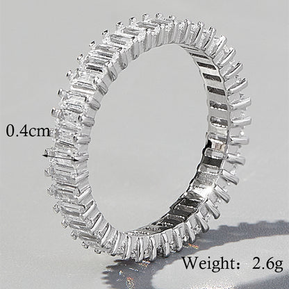 Elegant Solid Color Sterling Silver Plating Inlay Zircon White Gold Plated Rhodium Plated Rings