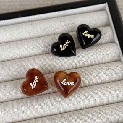 1 Pair Casual Heart Shape Resin Ear Studs