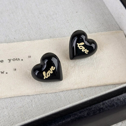 1 Pair Casual Heart Shape Resin Ear Studs