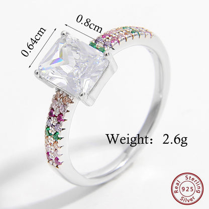 Elegant Classical Shiny Geometric Sterling Silver Plating Inlay Zircon 14k Gold Plated White Gold Plated Rings