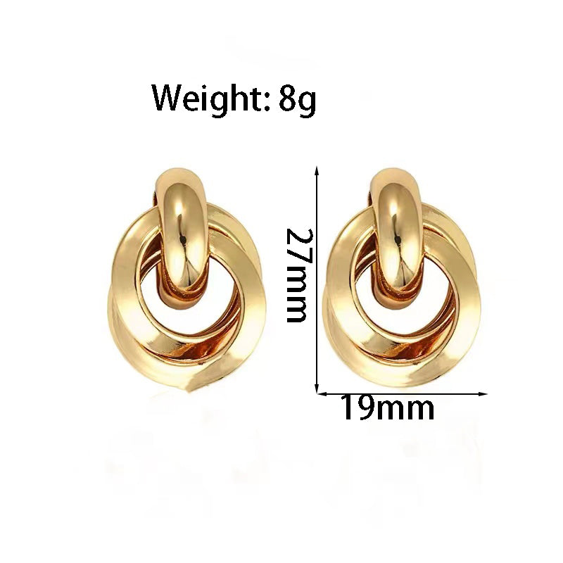 1 Pair Retro Geometric Alloy Gold Plated Ear Studs