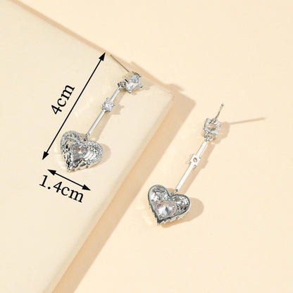 1 Pair Sweet Simple Style Heart Shape Eye Plating Inlay Copper Zircon White Gold Plated Drop Earrings