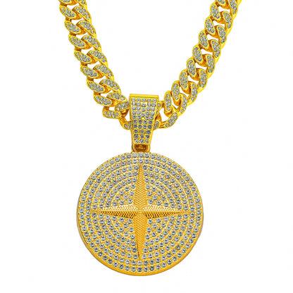 Hip-hop Solid Color Alloy Inlay Rhinestones Men's Pendant Necklace