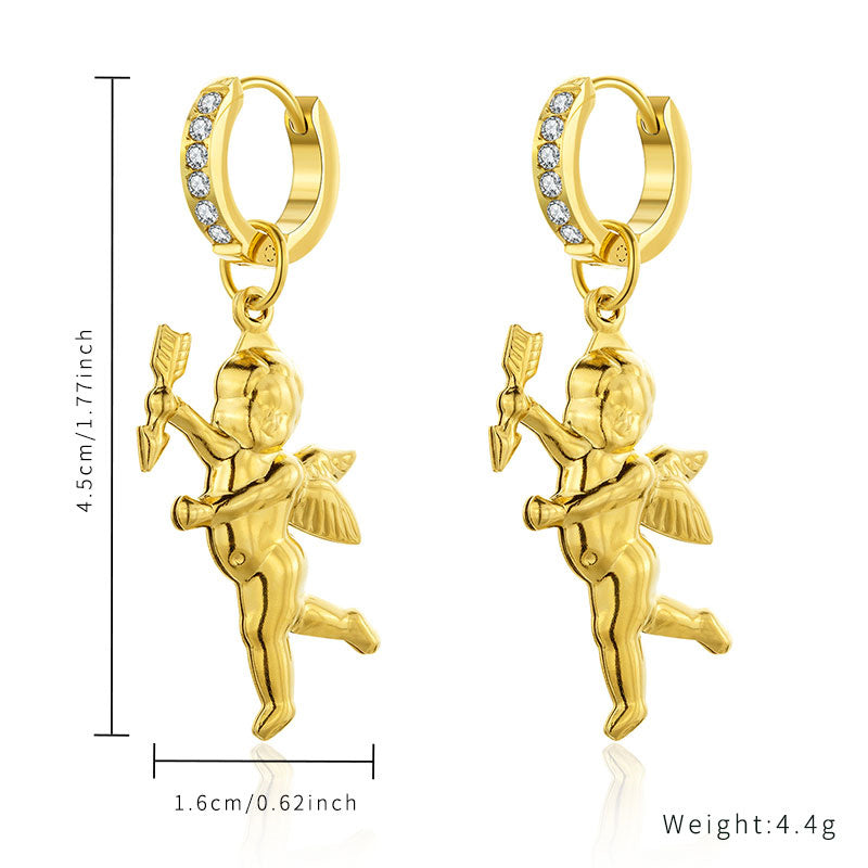 1 Pair Classic Style Cross Heart Shape Plating Stainless Steel Titanium Steel Gold Plated Earrings