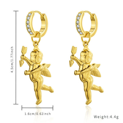 1 Pair Classic Style Cross Heart Shape Plating Stainless Steel Titanium Steel Gold Plated Earrings