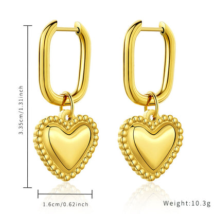 1 Pair Classic Style Cross Heart Shape Plating Stainless Steel Titanium Steel Gold Plated Earrings