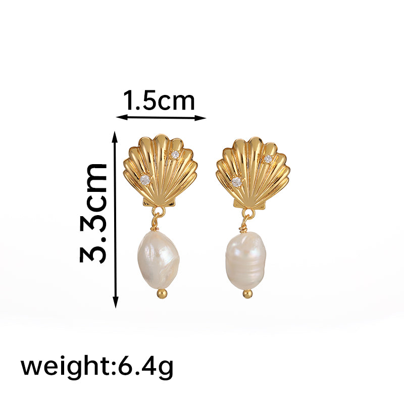 1 Pair Glam Classical Heart Shape Flower Plating Inlay Copper Freshwater Pearl 18k Gold Plated Ear Studs