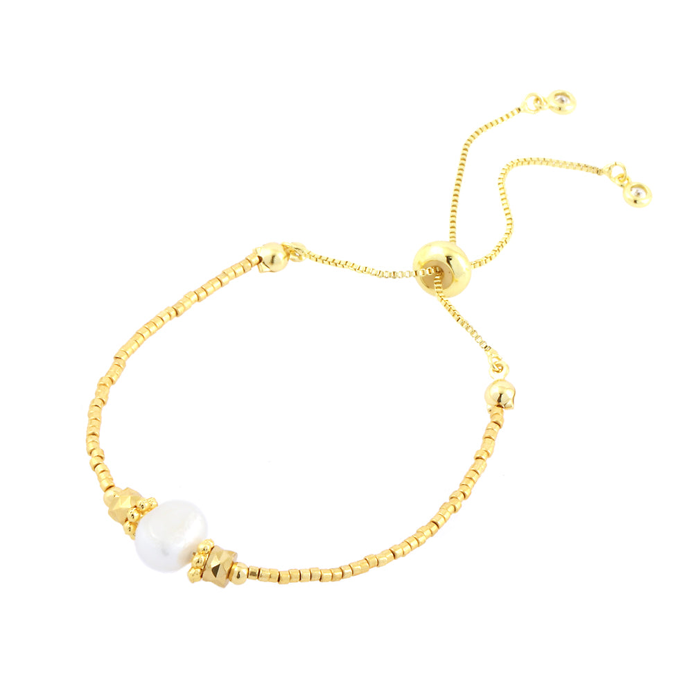 Basic Simple Style Round Freshwater Pearl Stone Copper Plating Inlay Zircon 18k Gold Plated Bracelets Earrings Necklace